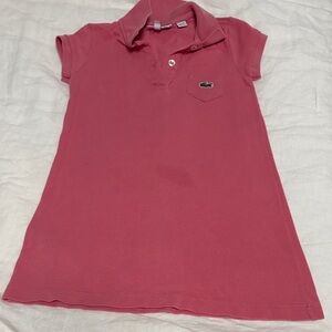 Lacoste Girls' Rose Pink Polo Dress with Crocodile Logo